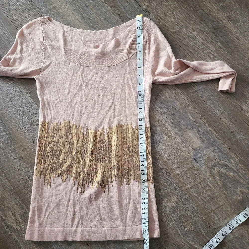 Boston Proper US Size XS Angora Blend Sequin Detail Boatneck 3/4 Sleeve Sweater